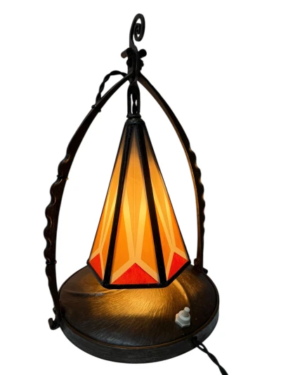 Art Deco Amsterdamse School Table Lamp by Amsterdamsche Kunstsmederij, 1920s